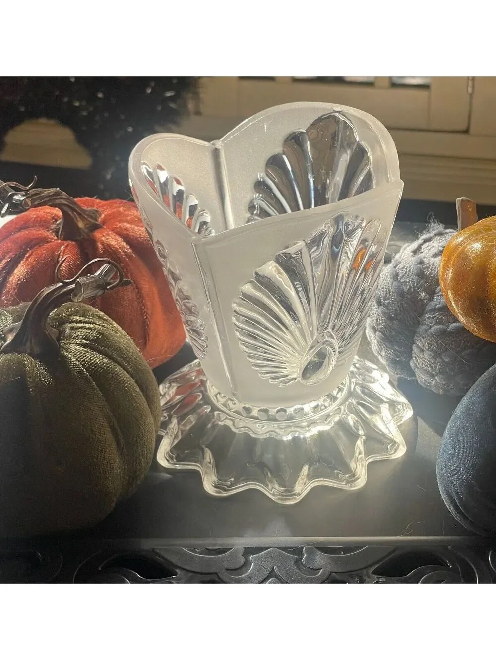 Vintage Bawta Glass/ Godinger/Coquille Shell Vase-2 Piece Convertible Set 1970s